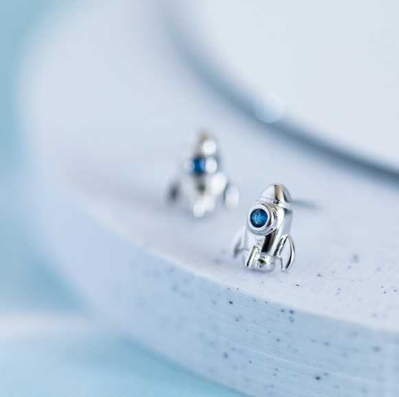 Silver Rocketship Studs (S925) - Only 2 left! - Picture 7 of 8